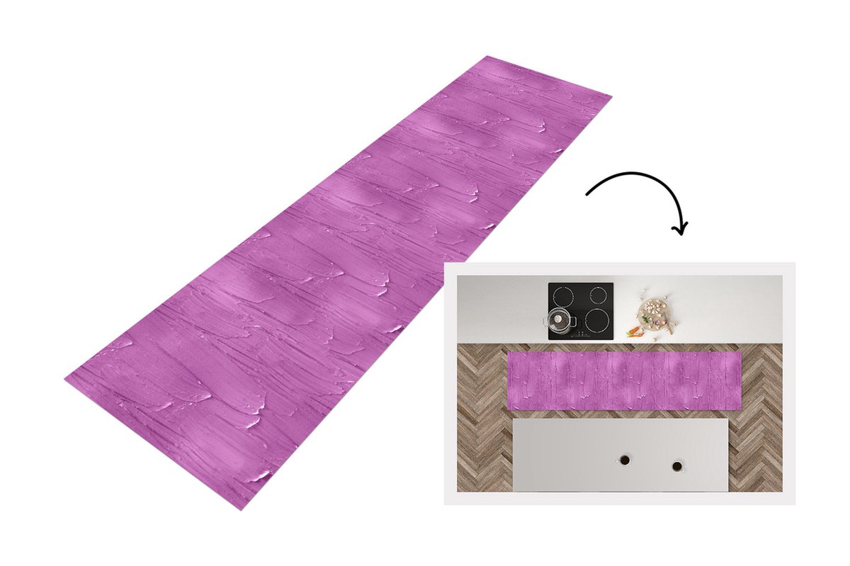 KitchenYeah Keukenloper - Loper keuken - Patronen - Verf - Paars - 200x50 cm - Keukenloper vinyl Multicolor
