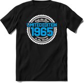 1965 Limited Edition | Feest Kado T-Shirt Heren - Dames | Wit - Blauw | Perfect Verjaardag Cadeau Shirt | Grappige Spreuken - Zinnen - Teksten | Maat XXL