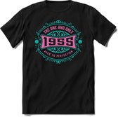 1955 The One And Only | Feest Kado T-Shirt Heren - Dames | Cobalt - Licht Roze | Perfect Verjaardag Cadeau Shirt | Grappige Spreuken - Zinnen - Teksten | Maat S