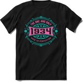 1934 The One And Only | Feest Kado T-Shirt Heren - Dames | Cobalt - Licht Roze | Perfect Verjaardag Cadeau Shirt | Grappige Spreuken - Zinnen - Teksten | Maat XXL