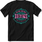 1924 The One And Only | Feest Kado T-Shirt Heren - Dames | Cobalt - Licht Roze | Perfect Verjaardag Cadeau Shirt | Grappige Spreuken - Zinnen - Teksten | Maat S