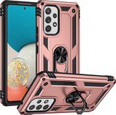 Casemania Hoesje Geschikt voor Samsung Galaxy A33 Roségoud - Anti-Shock Hybrid Armor met Kickstand Ring