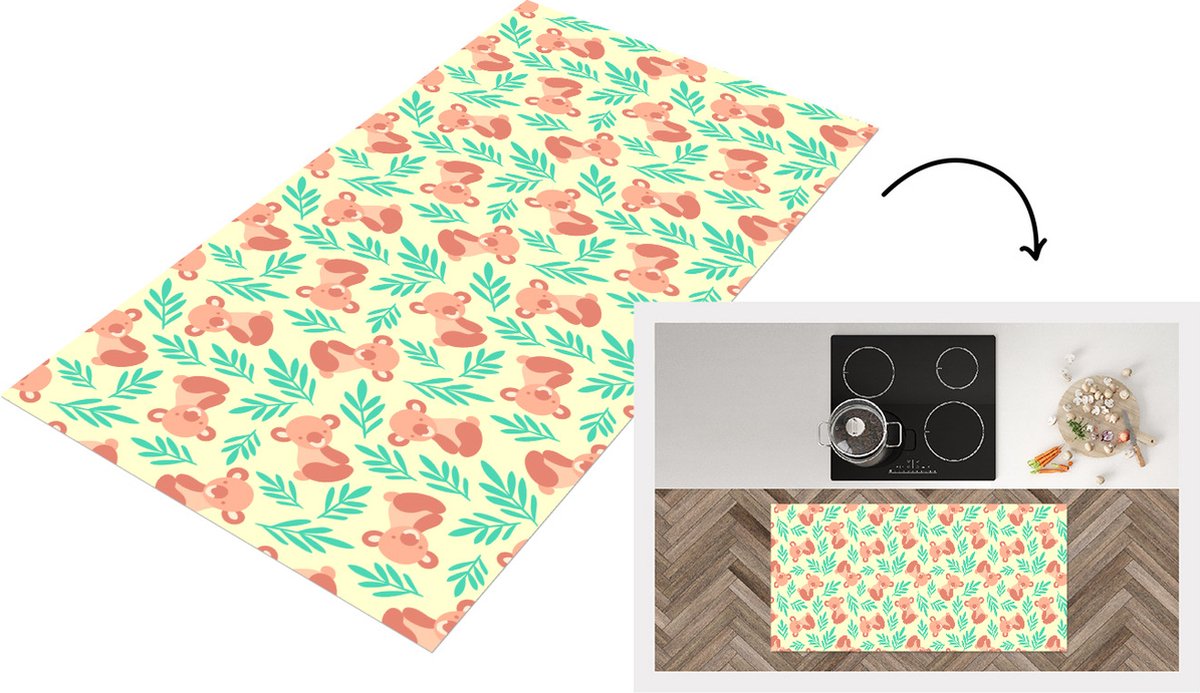 KitchenYeah Keukenloper - Loper keuken - Jungle - Patronen - Koala - Dier - 120x60 cm - Keukenloper vinyl Multicolor