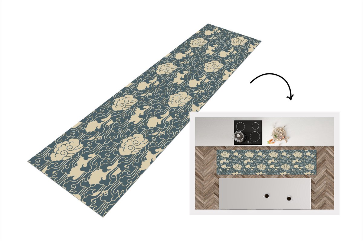 KitchenYeah Keukenloper - Loper keuken - Design - Noors - Wolken - Keukenloper vinyl multicolor, foto 6