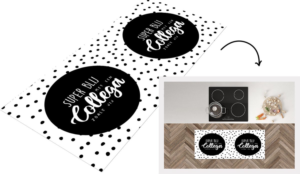 KitchenYeah Keukenloper - Loper keuken - Collega - Werk - Quotes - 120x50 cm - Keukenloper vinyl Multicolor