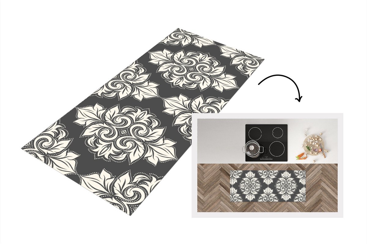 KitchenYeah Keukenloper - Loper keuken - Patronen - Ruit - Jaren 20 - Keukenloper vinyl Multicolor