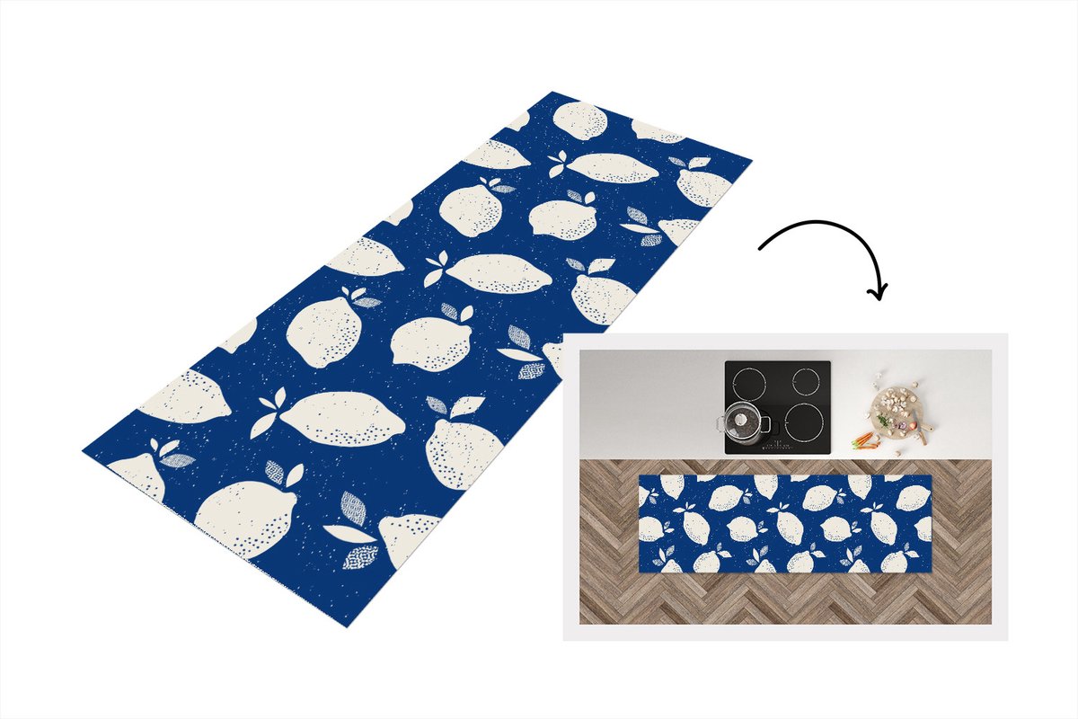 KitchenYeah Keukenloper - Loper keuken - Design - Citroen - Fruit - 180x60 cm - Keukenloper vinyl Multicolor