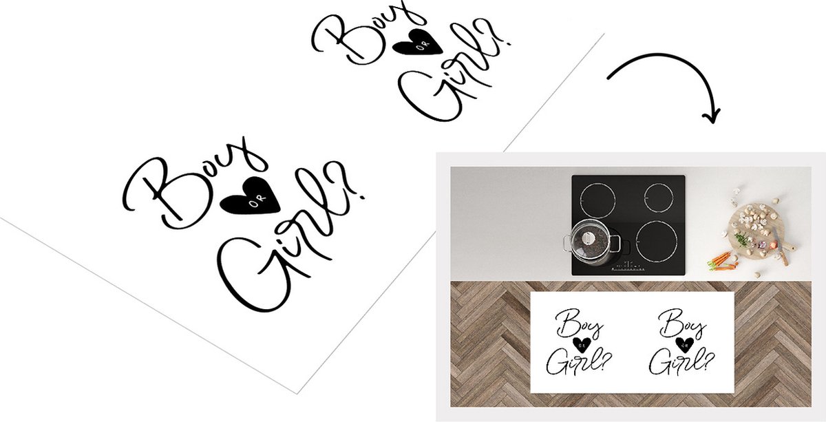 KitchenYeah Keukenloper - Loper keuken - Zwanger - Quote - Boy or Girl - Jongetje - Meisje - Spreuken - 120x60 cm - Keukenloper vinyl Multicolor