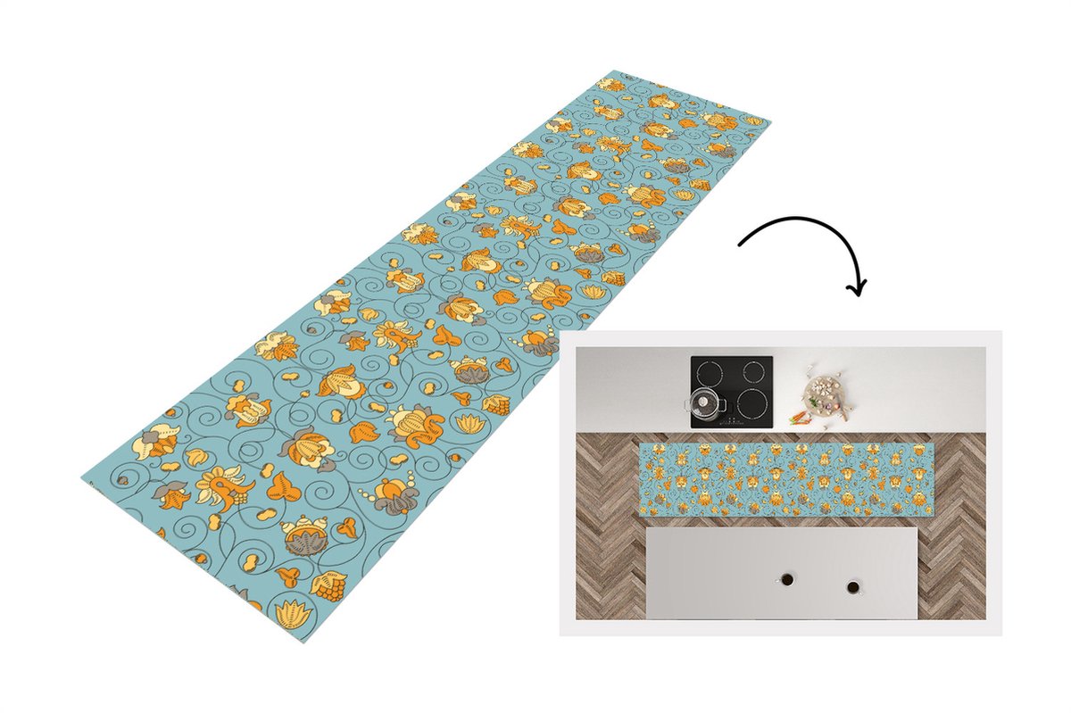 KitchenYeah Keukenloper - Loper keuken - Patronen - Vintage - Bloemen - Keukenloper vinyl Multicolor