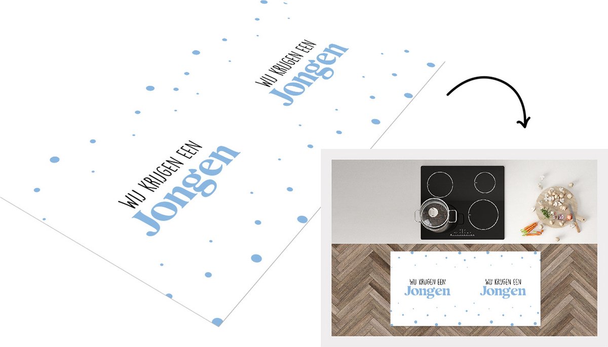 KitchenYeah Keukenloper - Loper keuken - Wij krijgen een jongen - Gender - Baby - Jongetje - Babyshower - Spreuken - Tekst - 120x60 cm - Keukenloper vinyl Multicolor