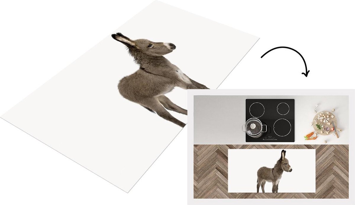 KitchenYeah Keukenloper - Loper keuken - Babykamer - Ezel - Veulen - Jong dier - Lief - Schattig - Meisjeskamer - 120x60 cm - Keukenloper vinyl Multicolor