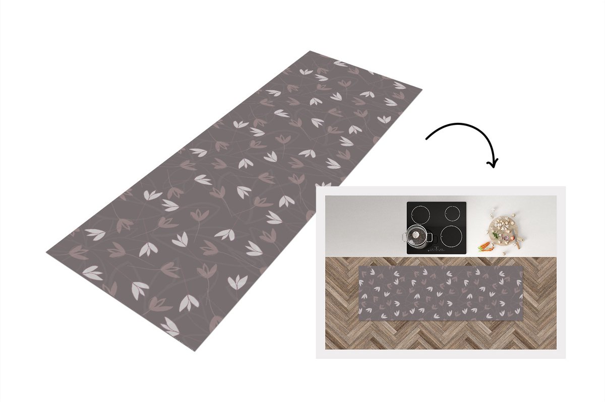 KitchenYeah Keukenloper - Loper keuken - Patronen - Tulpen - Minimalistisch - 150x50 cm - Keukenloper vinyl Multicolor