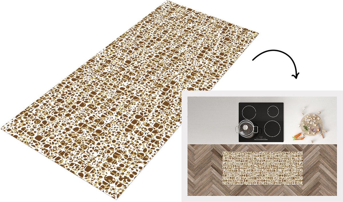 KitchenYeah Keukenloper - Loper keuken - Dierenhuid - Reptielen - Bruin - Patronen - 120x50 cm - Keukenloper vinyl Multicolor