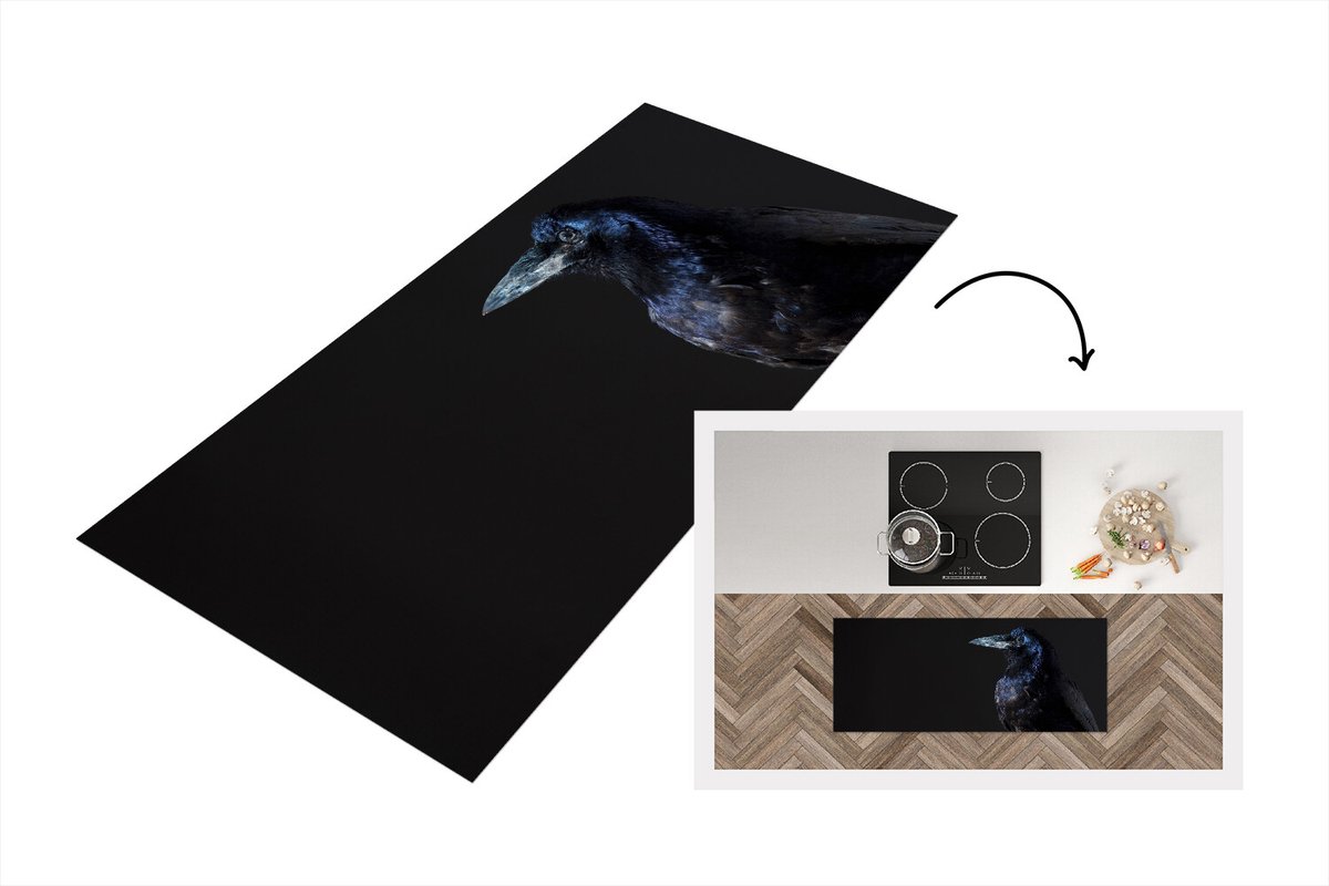 KitchenYeah Keukenloper - Loper keuken - Vogel - Dieren - Zwart - 120x50 cm - Keukenloper vinyl Multicolor