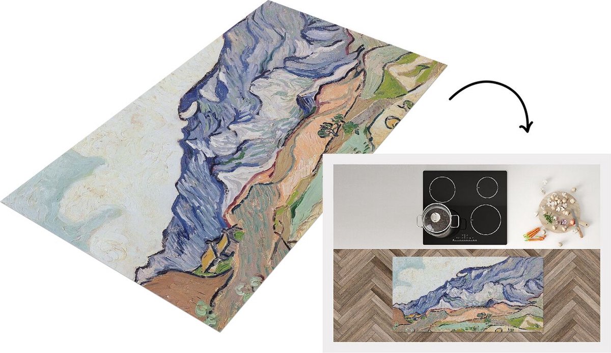 KitchenYeah Keukenloper - Loper keuken - De Alpen - Vincent van Gogh - 120x60 cm - Keukenloper vinyl Multicolor