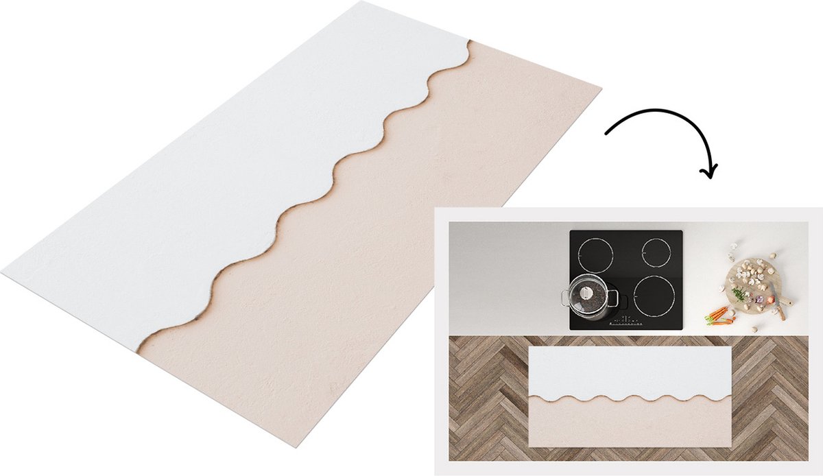 KitchenYeah Keukenloper - Loper keuken - Zomer - Wit - Golven - 120x60 cm - Keukenloper vinyl Multicolor