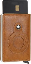 Premium Mini Wallet Portemonnee Unisex - AirTag Wallet- Pasjeshouder - Kaarthouder geschikt voor Apple Airtag - RFID & NFC Beveiliging - Ecologisch PU Leder - Gognac