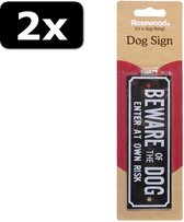 2x BEWARE OF THE DOG 15X5CM