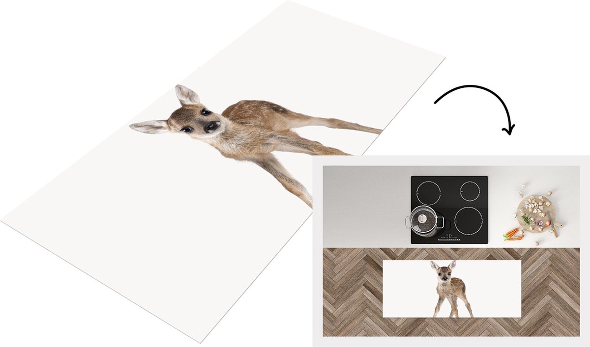 KitchenYeah Keukenloper - Loper keuken - Babykamer - Hertje - Bambi - baby hert - Meisjeskamer - 120x50 cm - Keukenloper vinyl Multicolor