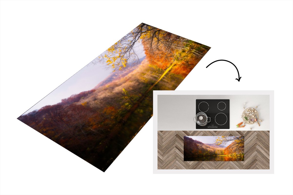KitchenYeah Keukenloper - Loper keuken - Natuur - Bos - Herfst - 120x50 cm - Keukenloper vinyl Multicolor