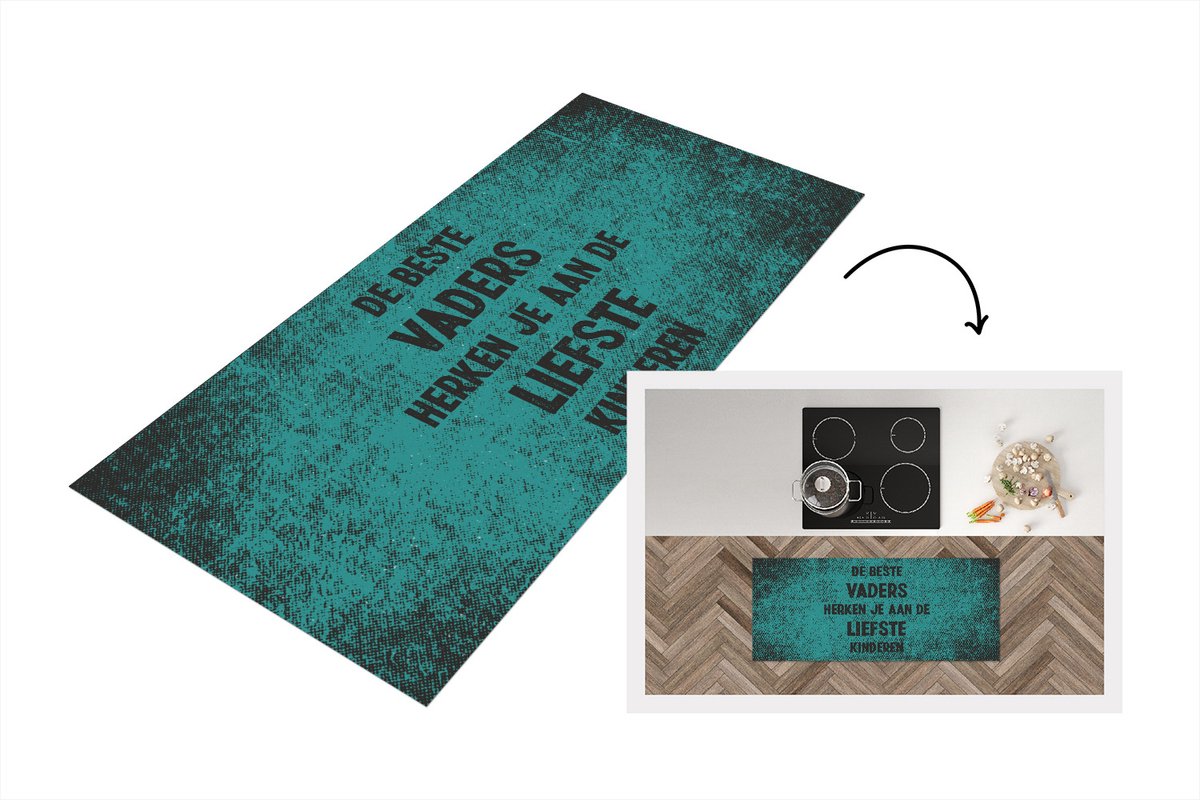 KitchenYeah Keukenloper - Loper keuken - Vader cadeautjes - Spreuken - Vaderdag - De beste vaders - Quote - 120x50 cm - Keukenloper vinyl Multicolor