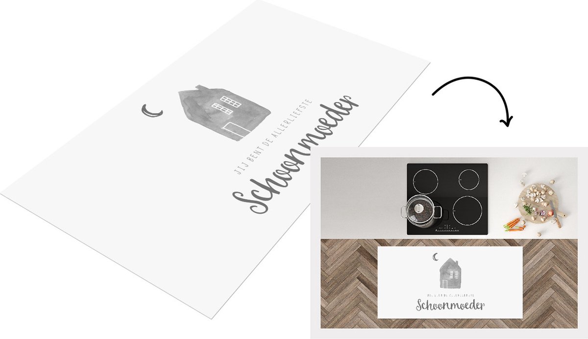 KitchenYeah Keukenloper - Loper keuken - Mama - Schoonmoeder - Moederdag cadeautje - Spreuken - zwart wit - 120x60 cm - Keukenloper vinyl Zwart; Wit