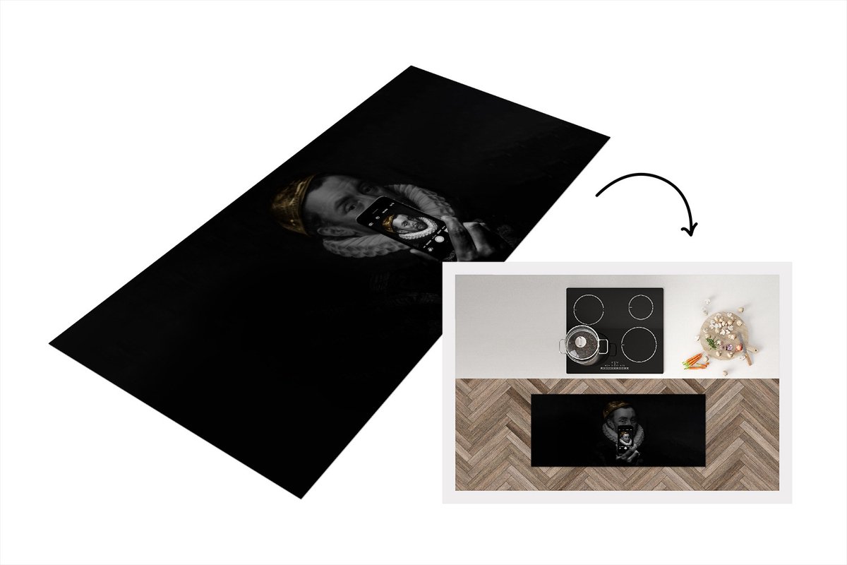 KitchenYeah Keukenloper - Loper keuken - Willem van Oranje - Adriaen Thomasz - Zwart - Wit - Keukenloper vinyl Multicolor