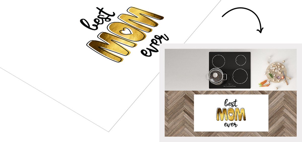 KitchenYeah Keukenloper - Loper keuken - Spreuken - Quotes Best Mom Ever - Moederdag cadeautje - Mama - 120x60 cm - Keukenloper vinyl Multicolor