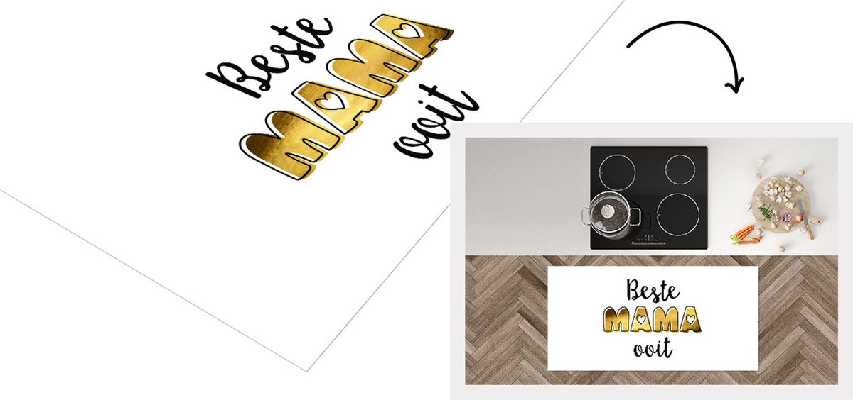 KitchenYeah Keukenloper - Loper keuken - Spreuken - Beste mama ooit - Quotes - Mama - 120x60 cm - Keukenloper vinyl Multicolor