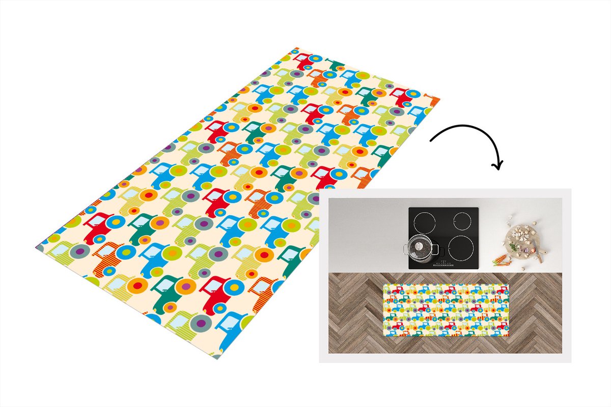 KitchenYeah Keukenloper - Loper keuken - Patronen - Trekker - Kleuren - 120x50 cm - Keukenloper vinyl Multicolor