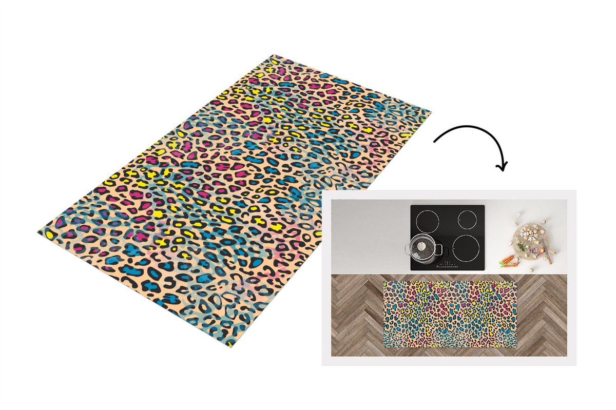 KitchenYeah Keukenloper - Loper keuken - Panterprint - Patronen - Kleuren - 120x60 cm - Keukenloper vinyl Multicolor