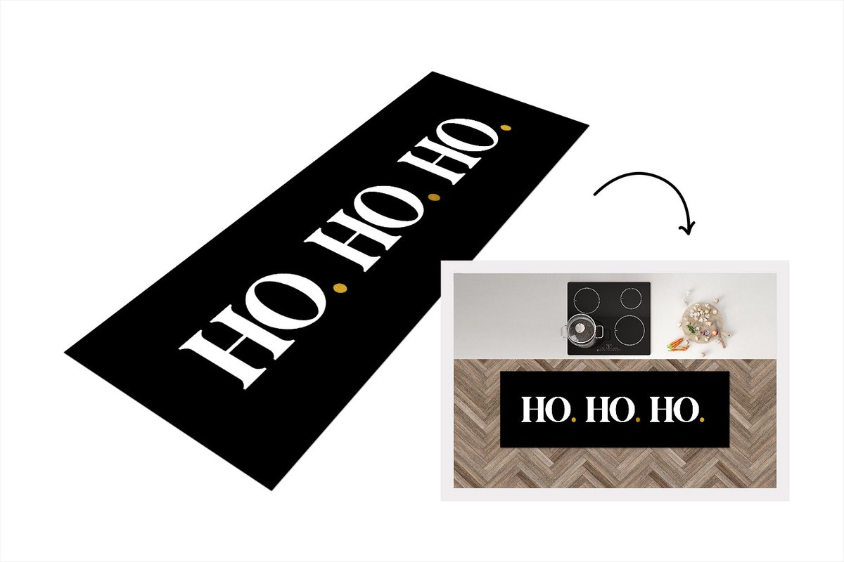 KitchenYeah Keukenloper - Loper keuken - Kerstman - Kerst - Quotes - Ho ho ho - Spreuken - 180x60 cm - Keukenloper vinyl Multicolor