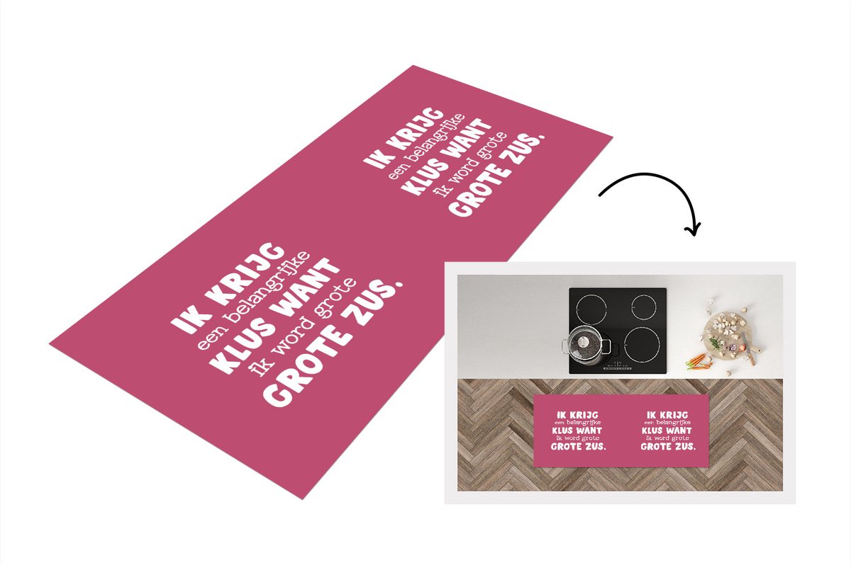 KitchenYeah Keukenloper - Loper keuken - Grote zus - Ik word grote zus - Spreuken - Quotes - Zus - 120x50 cm - Keukenloper vinyl Multicolor