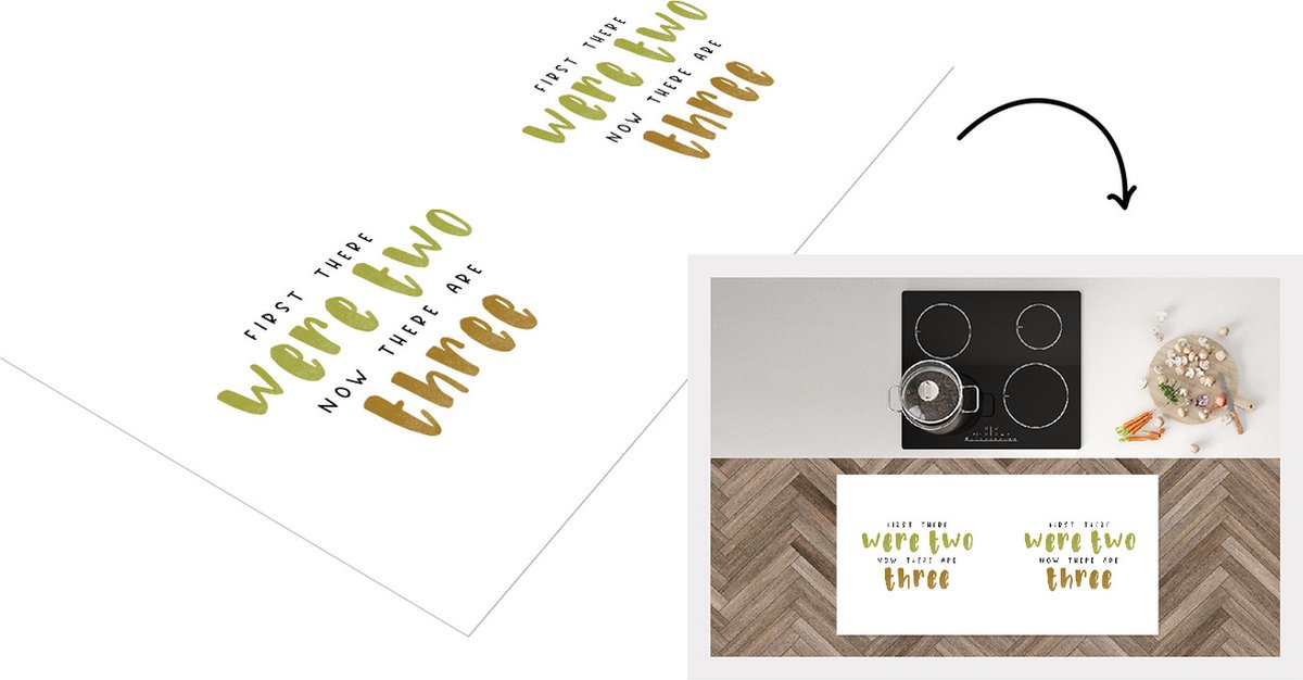 KitchenYeah Keukenloper - Loper keuken - Quotes - Baby - First there were two now there are three - Spreuken - 120x60 cm - Keukenloper vinyl Multicolor