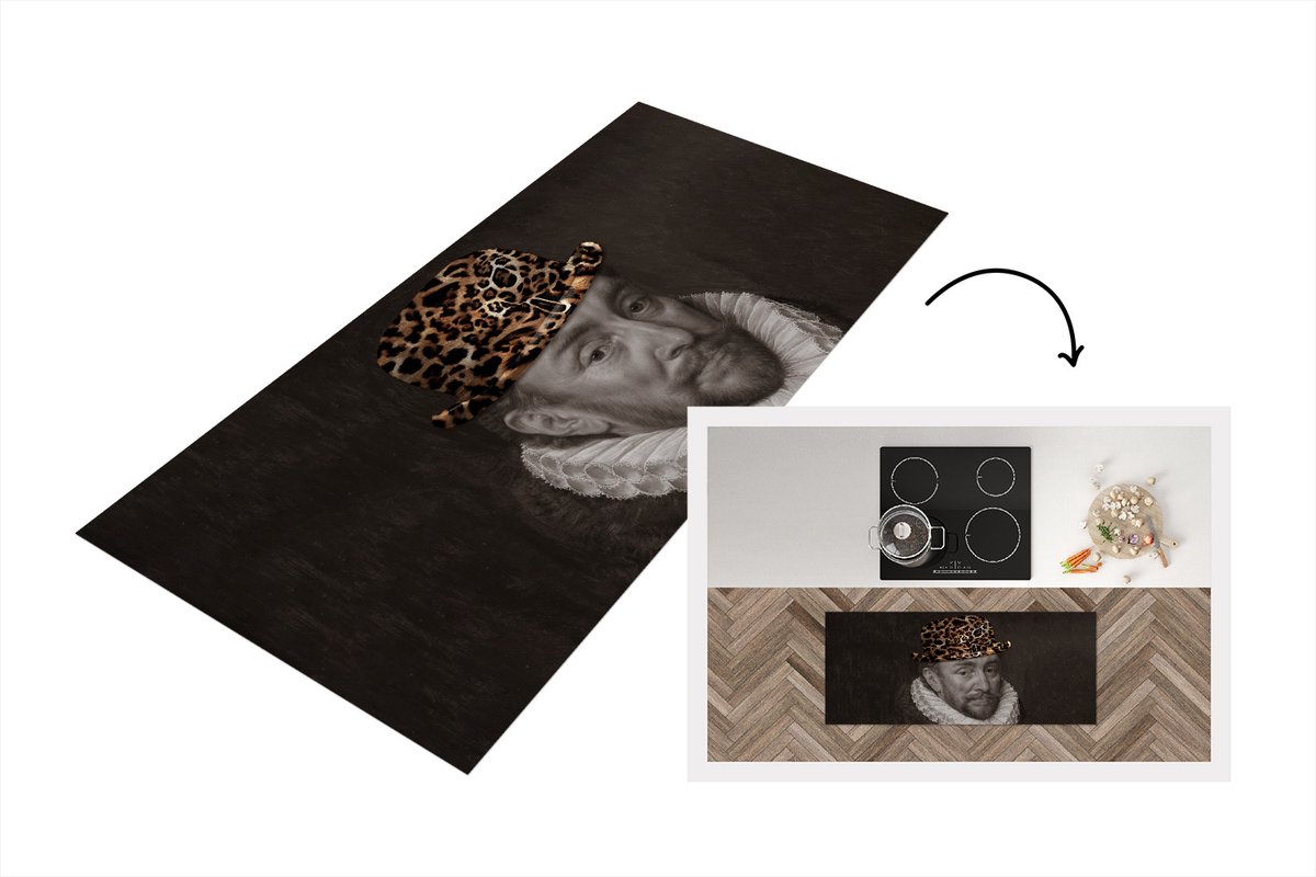 KitchenYeah Keukenloper - Loper keuken - Willem van Oranje - Hoed - Design - 120x50 cm - Keukenloper vinyl Multicolor