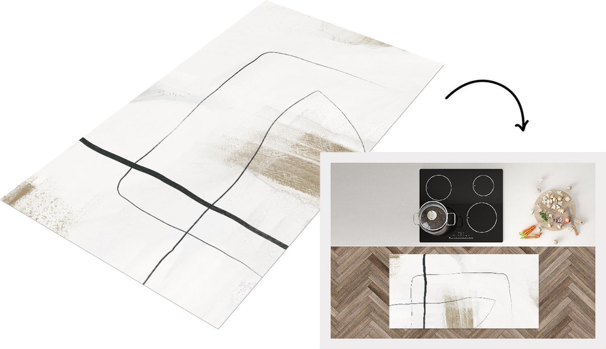 KitchenYeah Keukenloper - Loper keuken - Verf - Abstract - Minimalisme - 120x60 cm - Keukenloper vinyl Multicolor