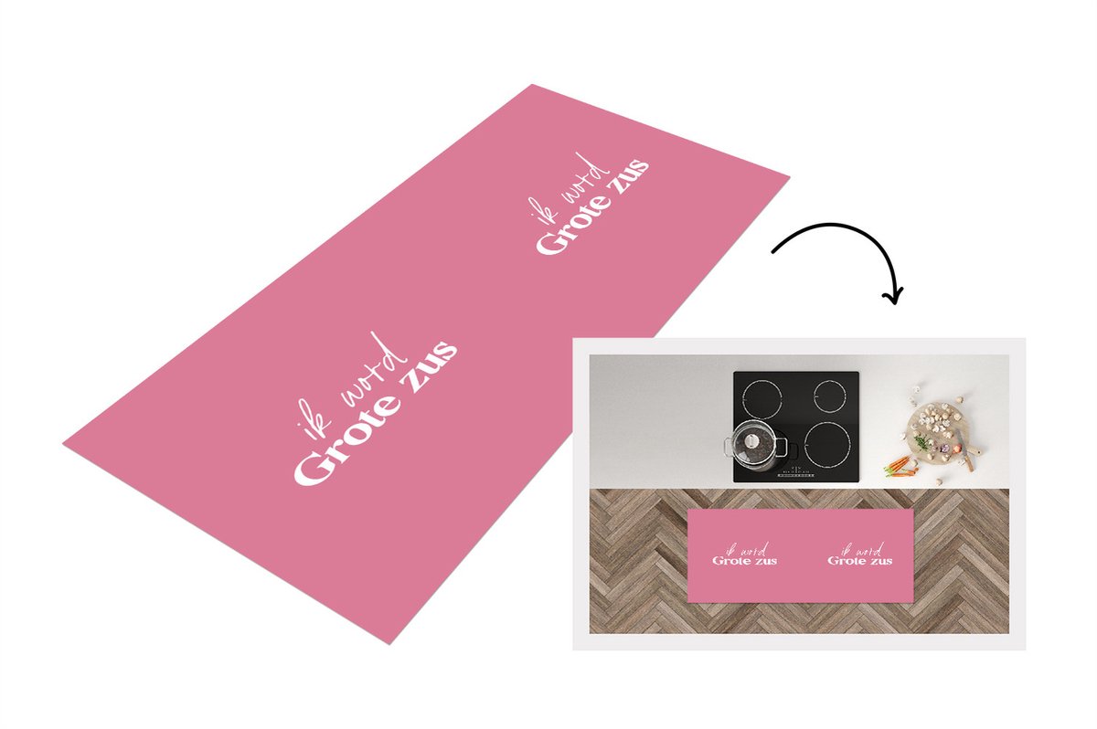 KitchenYeah Keukenloper - Loper keuken - Quotes - Grote zus - Ik word Grote zus - Spreuken - Zus - 120x50 cm - Keukenloper vinyl Multicolor