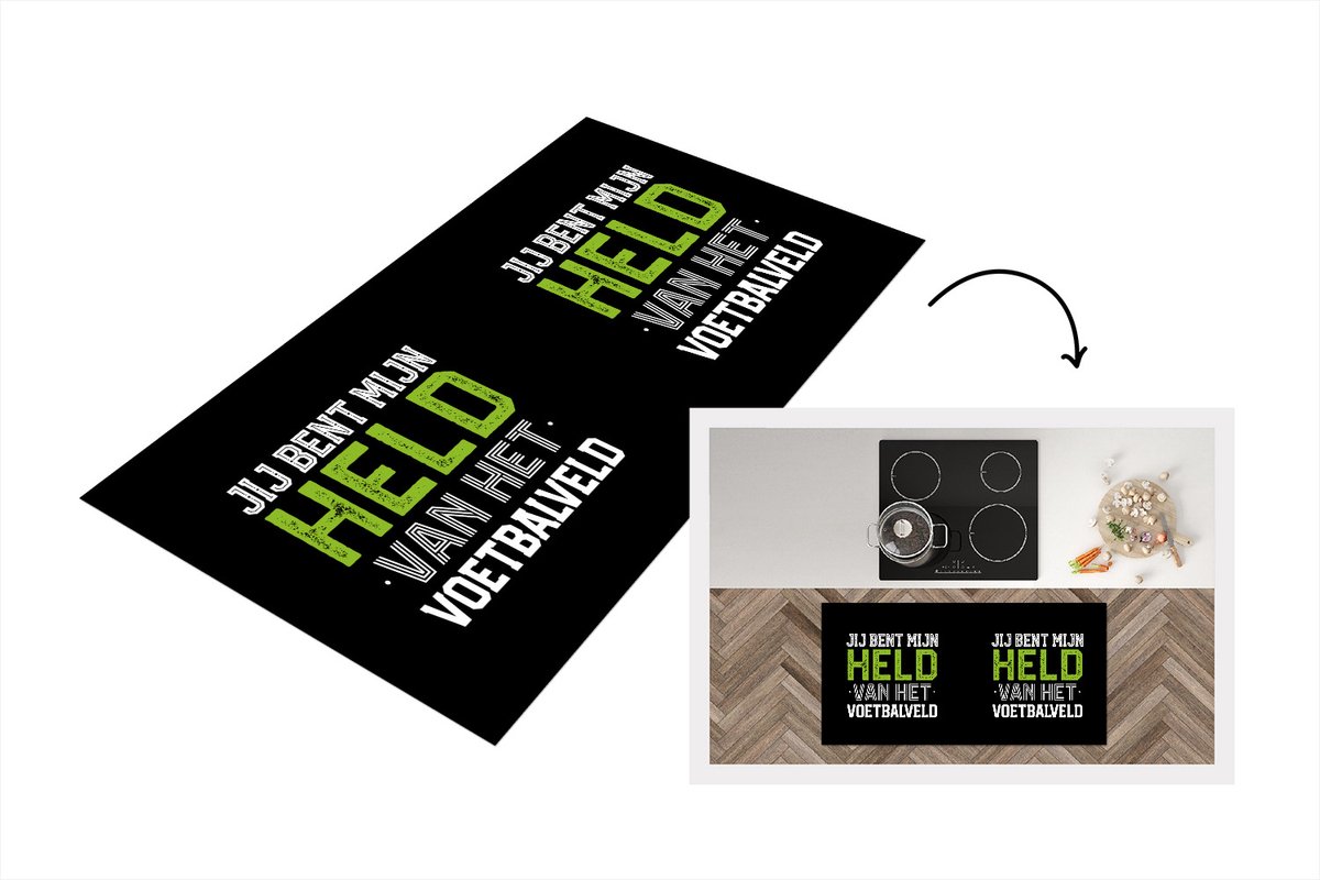 KitchenYeah Keukenloper - Loper keuken - Jij bent mijn held van het voetbalveld - Spreuken - Quotes - Voetbal - 120x60 cm - Keukenloper vinyl Multicolor