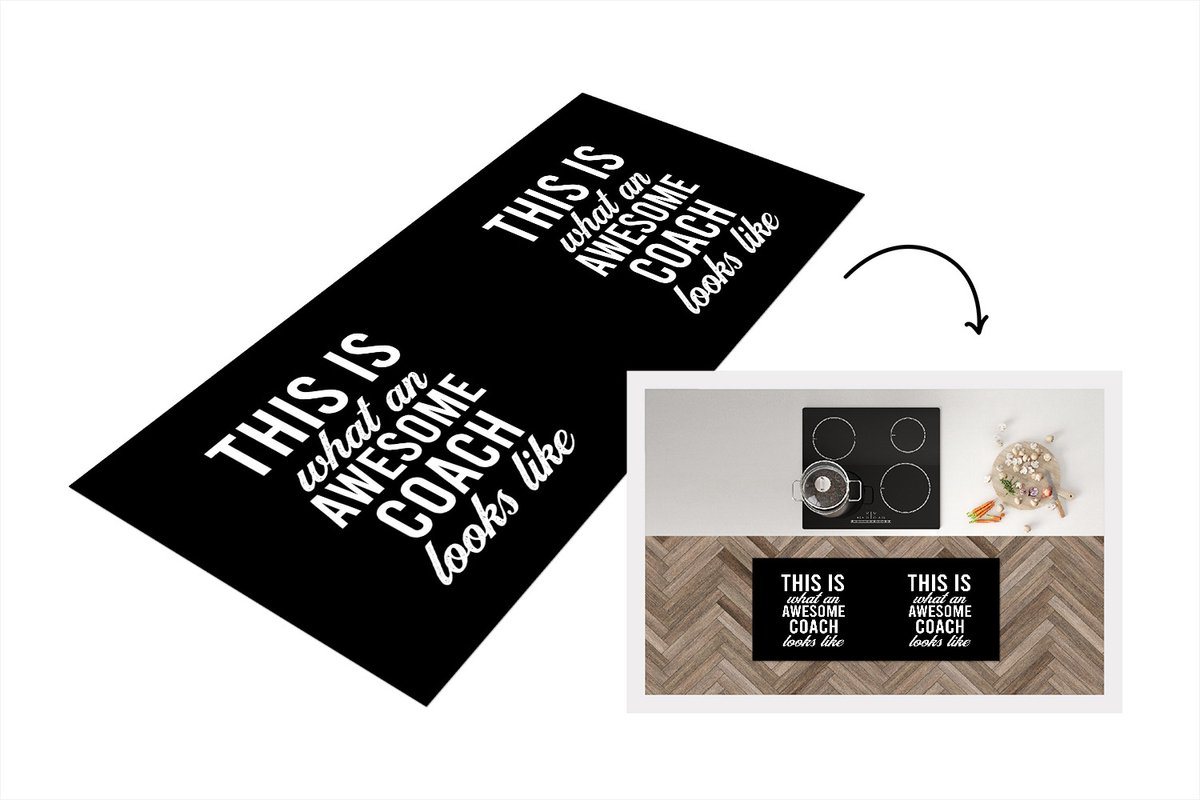 KitchenYeah Keukenloper - Loper keuken - Coach - Quotes - Awesome - 120x50 cm - Keukenloper vinyl Multicolor