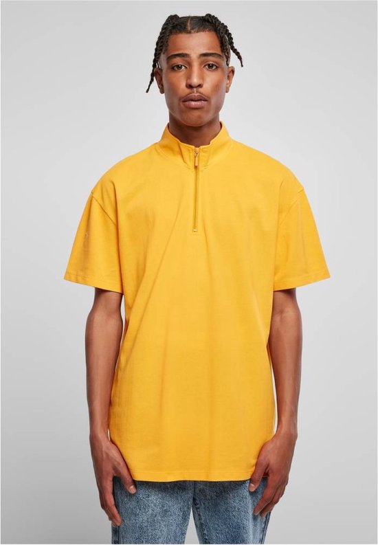 Urban Classics - Boxy Zip Pique Polo shirt - 3XL - Geel