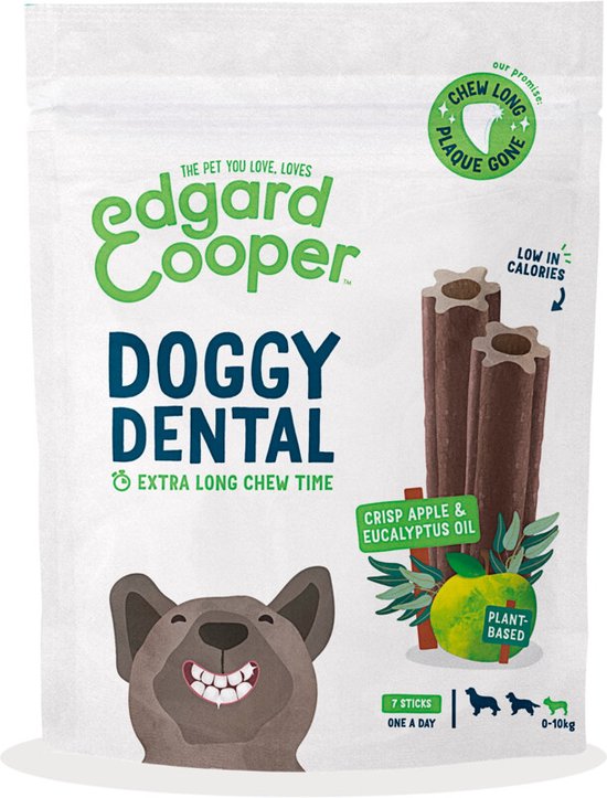 4x Edgard & Cooper Doggy Dental Sticks Appel - Eucalyptusolie Small