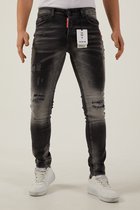 212 by XWAY JEANS K/815 - RIPPET MET PAINT SPLATTER - HEREN SLIM FIT JEANS - SPIJKERBROEK - SLIM FIT - PREMIUM STREET FASHION - ZWART