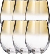 Set de 6 x verres tumbler bord doré Arya 540 ml en verre - Verres à boire - Verres à Verres à eau