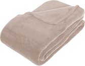 Grote Fleece deken/fleeceplaid beige 180 x 230 cm polyester