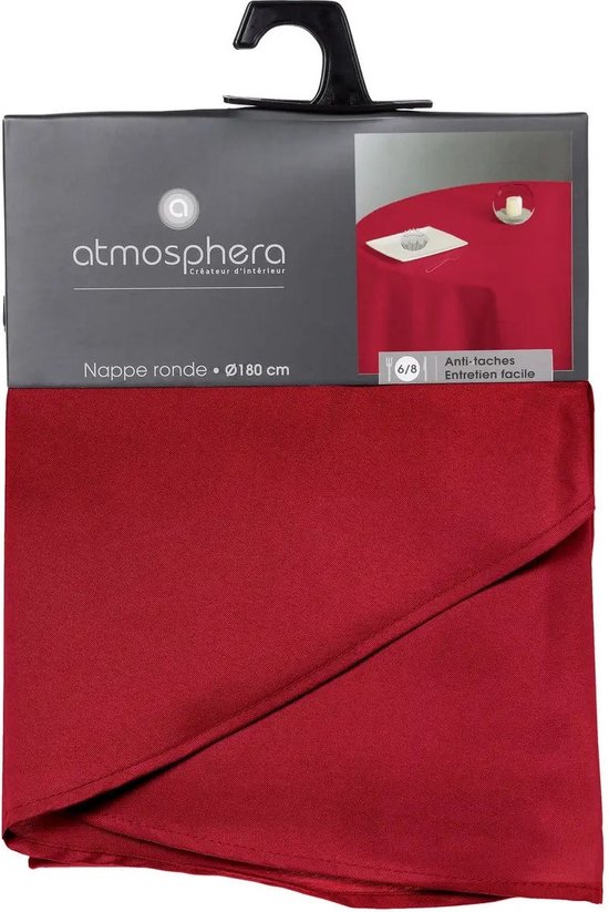 Nappe polyester ronde diamètre 180 cm - rouge - Nappes de table à manger