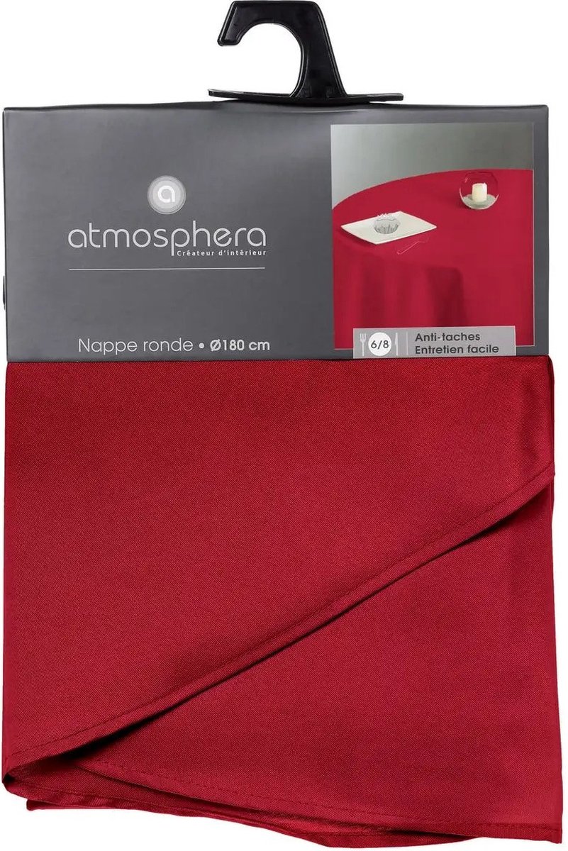 Atmosphera Tafelkleed rond - rood - Dia 180 cm - Eettafel tafellakens - polyester