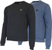 2 Pack Donnay - Fleece sweater ronde hals - Dean - Heren - Maat XL - Black & Dark blue marl (250)
