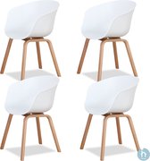 Thuys Moderne Design Stoelen Set - Eetkamerstoelen - Set van 4 kuipstoelen - Design Stoelen -  Wit