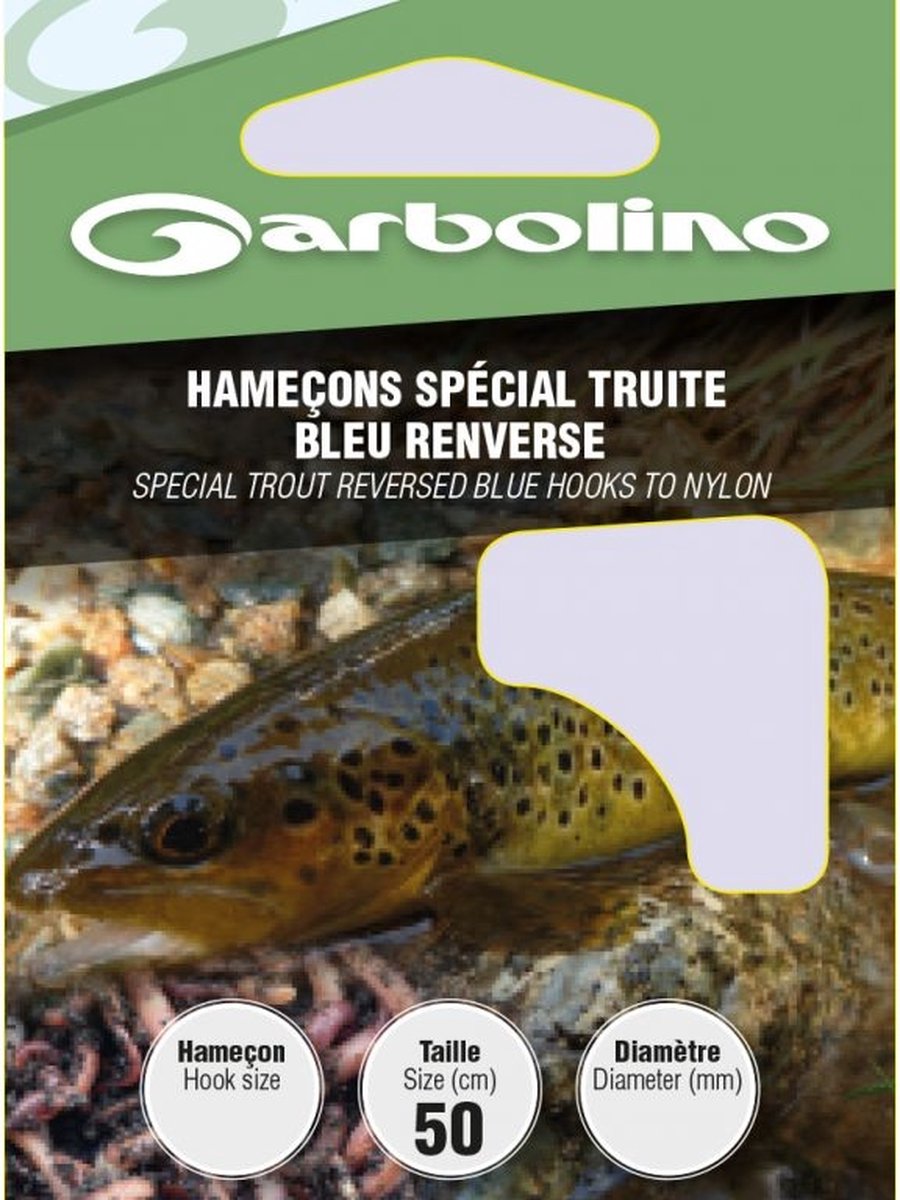 Garbolino Onderlijn Speciaal Forel Blauwe Haak Gedraaid 50cm 10pcs - Maat : Haak 10 - 0.18mm