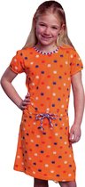 Oranje Meisjes T-shirt Jurk - Kroontjes Rood Wit Blauw -  Voor Koningsdag - Holland - Maat: 86/92